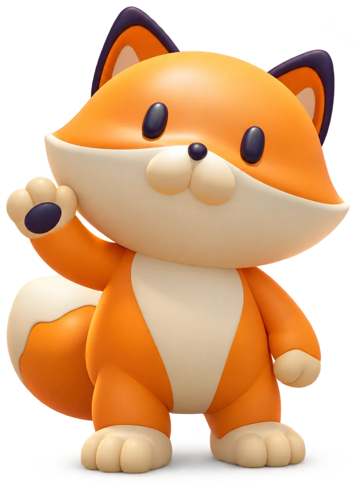 Linh vật Gamefox vẫy chào