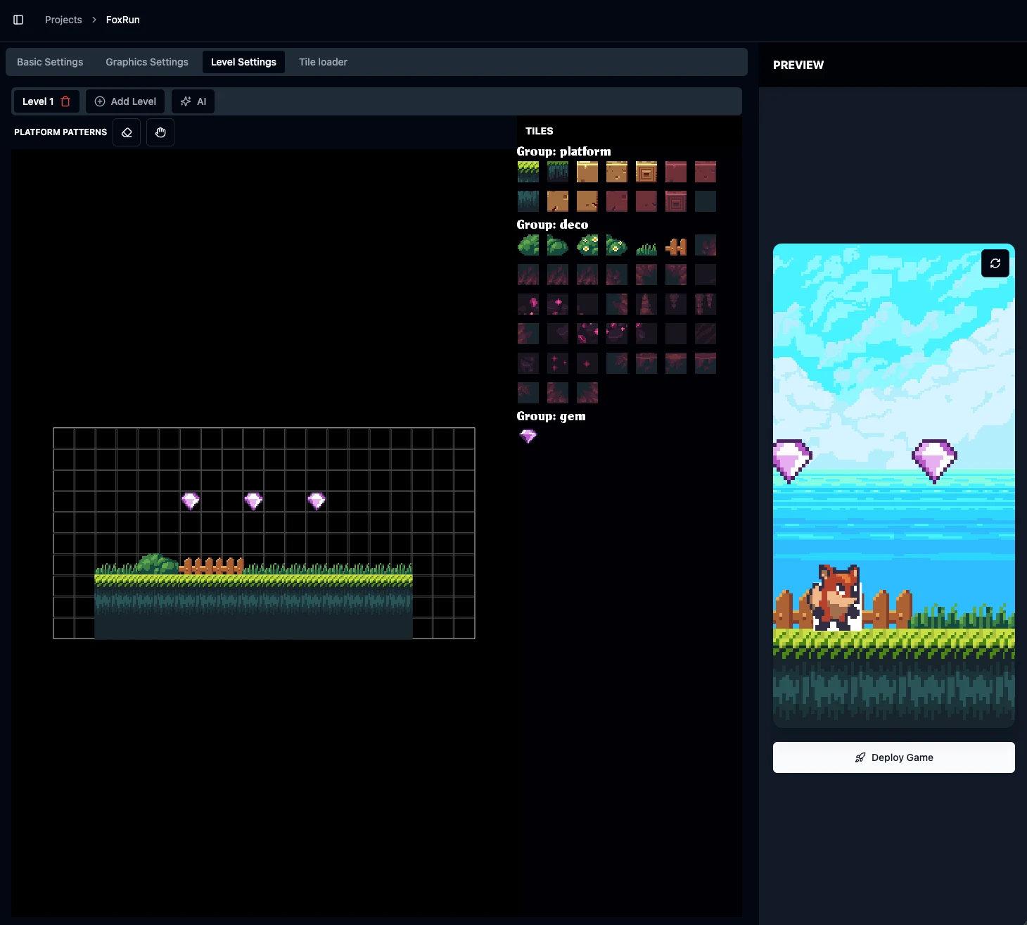 Game Template Editor – chỉnh tham số và xem trước game